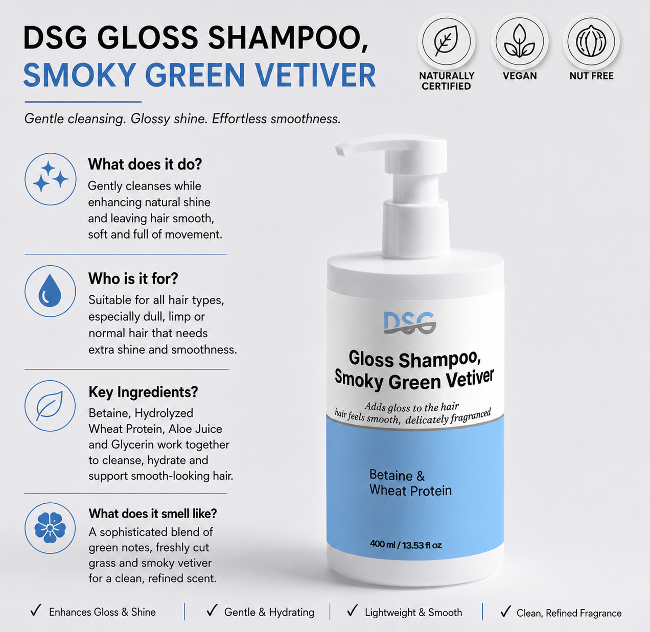 DSG Gloss Shampoo, Smoky Green Vetiver